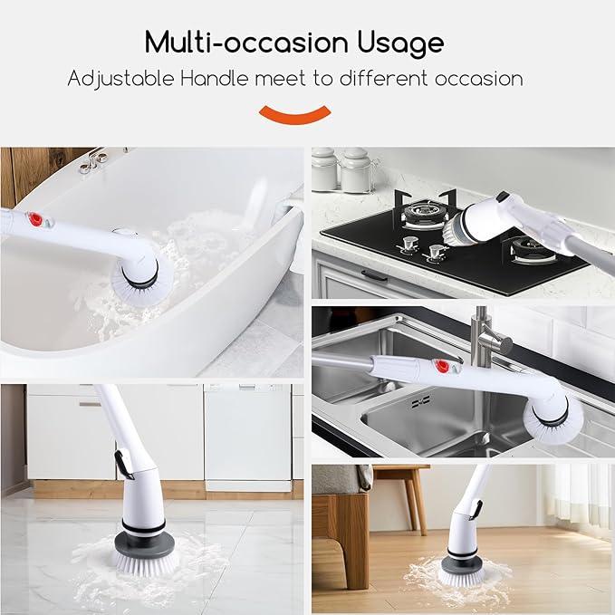 Cordless Electric Spin Scrubber,380RPM High Speed Rotation,Fast Charging-Long Lasting,Power Scrubber with 3 Replaceable Scrubbing Brush Heads for Cleaning Bathroom Bathtubs, Tile Gaps, Mirrors - NeatNest