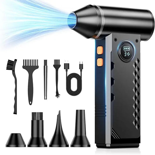 Compressed Air Duster, 150000RPM Electric Air Duster with LED Display & Light, 4 Gear Adjustable Cordless Air Blower, Rechargeable Brushless Motor Turbo Fan for Keyboard, Electronic Devices, Home, Car - NeatNest