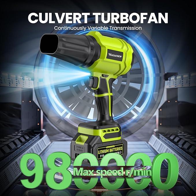 Cordless Leaf Blower, 980,000 RPM Handheld Leaf Blower with 2 X 4.0Ah Batteries & Charger, Lightweight Leaf Blowers for Patio Cleaning, Lawn Care, Leaves, Dust - Light Green - NeatNest
