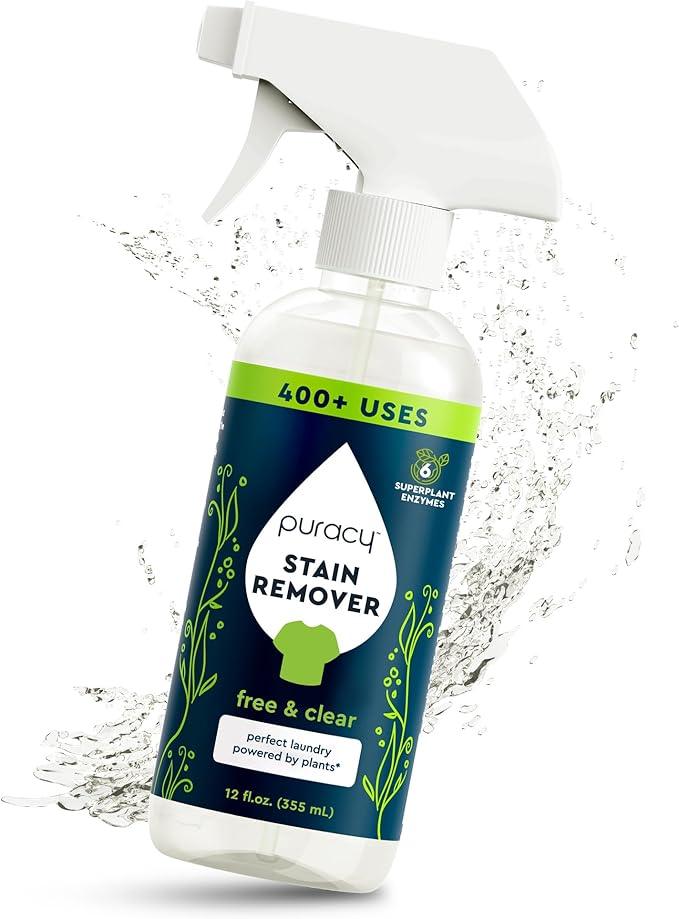 Puracy Stain Remover, Travel and Laundry Stain Cleaner for Clothes, Baby Essentials, Kids Stains, Oil and Fabric Spot Cleaner, Unscented (Stain Remover Spray, 12 fl oz) - NeatNest