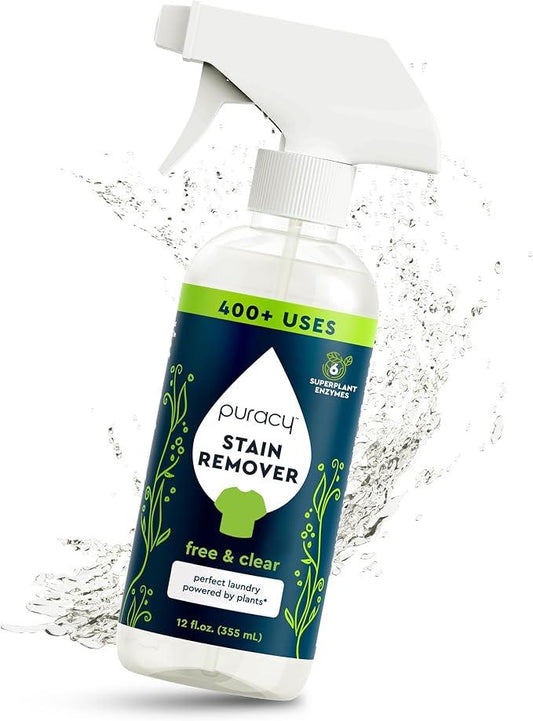 Puracy Stain Remover, Travel and Laundry Stain Cleaner for Clothes, Baby Essentials, Kids Stains, Oil and Fabric Spot Cleaner, Unscented (Stain Remover Spray, 12 fl oz) - NeatNest
