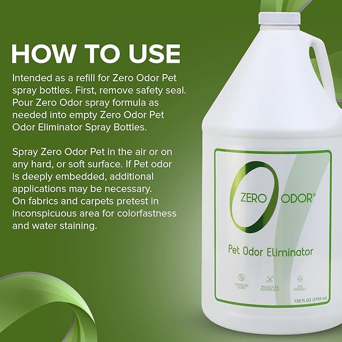 Zero Odor - Pet Odor Eliminator for strong odor, Eliminate Air & Surface Odors – Patented Molecular Technology Best For Carpet, Furniture, Beds Smell Great Again (128 Ounces) - NeatNest