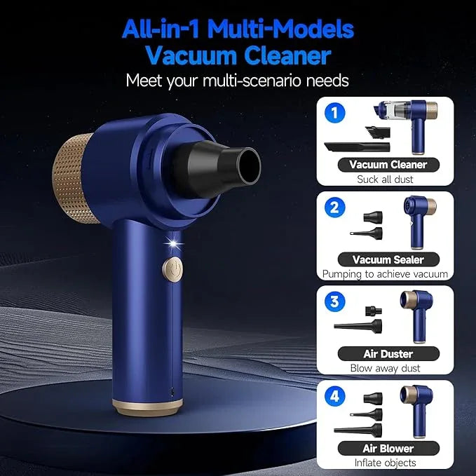 Car Vacuum Cleaner, 16000PA Mini Car Vacuum Cordless Powerful, 7 in 1 Portable Handheld Vacuum Cordless with LED Light, Dual Filters, One-Touch Empty for Pet Hair, Home, Office - NeatNest