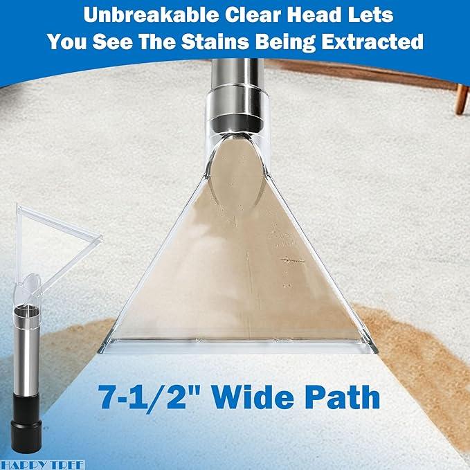 Happy Tree Hand Tool with Large 7-1/2" Clear Head for Upholstery & Carpet Cleaning, Turn Wet-Dry Vac into an Extractor, Detailing Wand Extractor Vacuum Cleaner - NeatNest