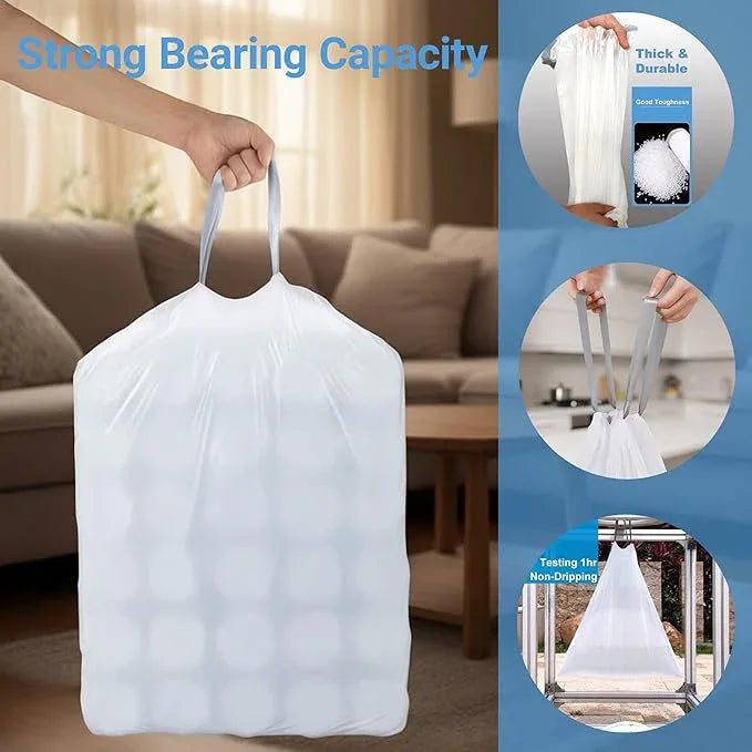 13-14 Gallon Drawstring Trash Bags (200 Count) 1.2 Mil Heavy Duty Garbage Bags Fit for 13-14 Gallon Trash Can Tear & Leak Resistant for Home Office Kitchen Bathroom Bedroom - NeatNest