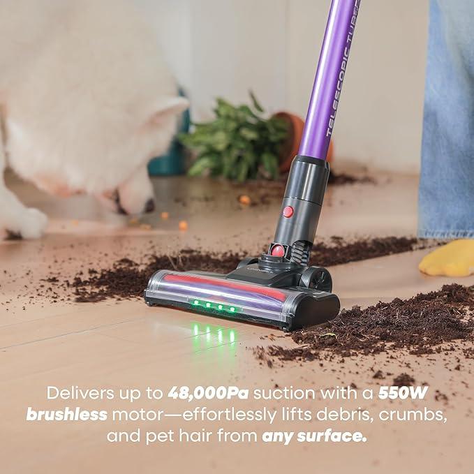 UNINELL HOME UV2 Cordless Vacuum Cleaner, 48000Pa/550W Vacuum Cleaners for Home, Lightweight Stick Vacuum with 65Mins Runtime, Self-Standing&Wall Mount Charging, Tangle-Resistant Vacuum for Pet Hair - NeatNest