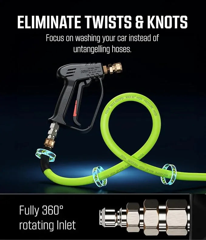 McKillans® Short Pressure Washer Gun with Swivel - High Pressure Water Handle with 3/8" Male Plug and 1/4” Quick Connector Coupler - Power Washer Gun Compatible with Foam Cannon - Car Wash Foam Gun - NeatNest