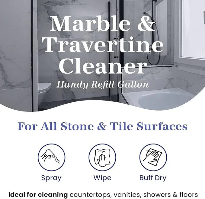 Marblelife InterCare Marble and Travertine Cleaner, Natural Stone & Terrazzo Liquid Cleaner, Shower & Tile Surface Care, Floor, Walls & Countertop Cleaner and Degreaser, Refill Gallon - NeatNest