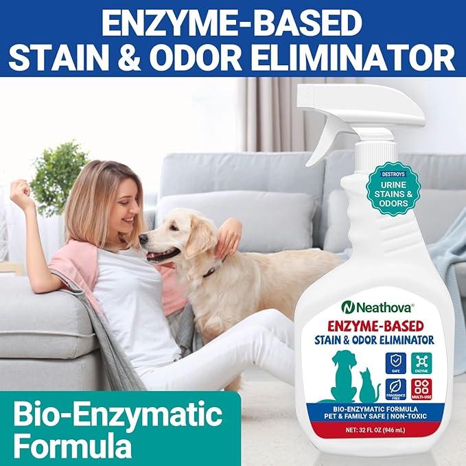 Stain & Strong Odor Eliminator, Enzyme Cleaner, Pet Odor Eliminator for Home - Carpet Stain Remover for Cats & Dog Pee - Urine Destroyer - Carpet Cleaner Spray Clear - NeatNest