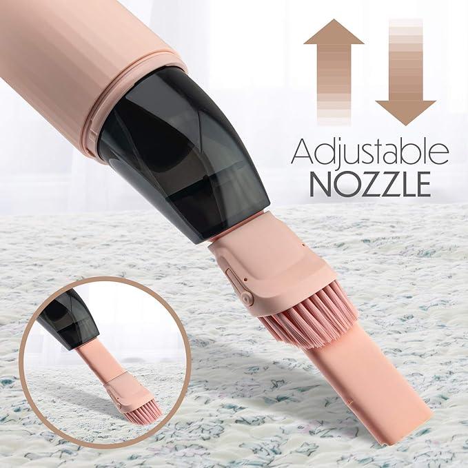 STARUMENT Portable Hand Vacuum Cleaner for Dust Pet Hair Dirt Home Car Interior, Furniture Lightweight Easy to Use, Compact Design Battery Rechargeable with USB-C Cable Pink - NeatNest
