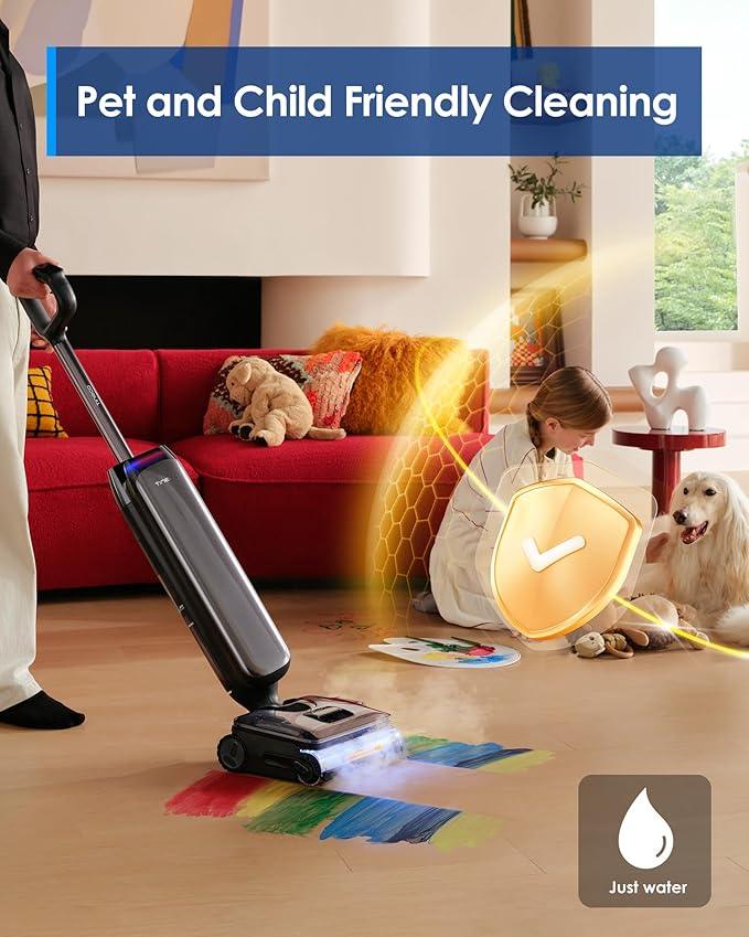 Tineco Floor One S9 Artist Steam Wet Dry Vacuum Cleaner, High-Temp Steam Cleaning, 22kPa Suction, 360° SmoothDrive, Anti-Tangle Design, 185°F Flashdry, Long Runtime, 180° Lay-Flat - NeatNest