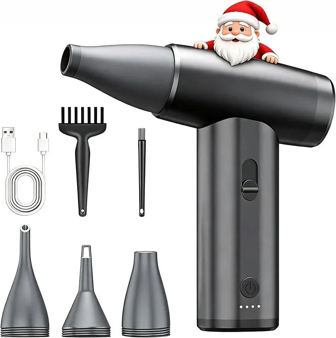 Metal Electric Compressed Air Duster, 300000RPM Brushless Motor with Stepless Speed, Rechargeable Cordless Mini Blower for Computer Keyboard Cleaning, Car Detailing, House and Outdoor Use(Black) - NeatNest