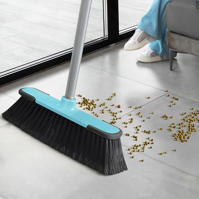 Blue Indoor Broom 54" Long Handle House Broom for Floor Cleaning Sweeping Broom for Kitchen, Garage, Lobby, Patio and Garden - NeatNest