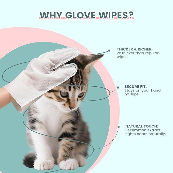 50 PCS Pet Glove Wipes for Paws and Butt Large Puppy Wipes for Dogs Face and Body Dog Wipes Cleaning Deodorizing Cat Wipes Cleaning Fur and Butt Doggie Wipes Doggy Wipes Bum Dog Ear Wipes - NeatNest