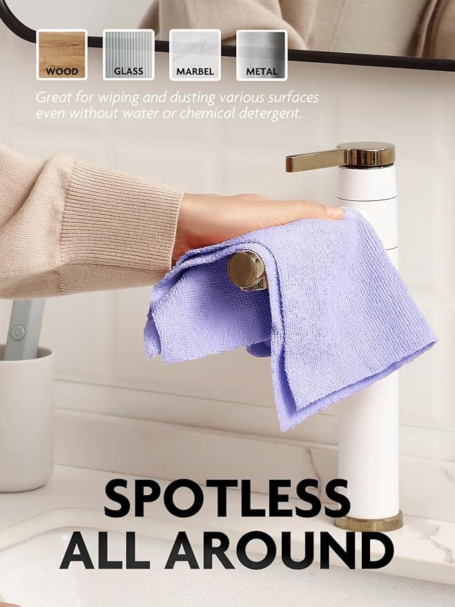 Fantasticlean Microfiber Cleaning Cloth Roll -75 Pack, Tear Away Microfiber Towels, 12" x 12", Reusable, Washable, Scratch Free, Ultra Absorbent Dishcloth for Home Supplies, Car, Pet (Lavender) - NeatNest