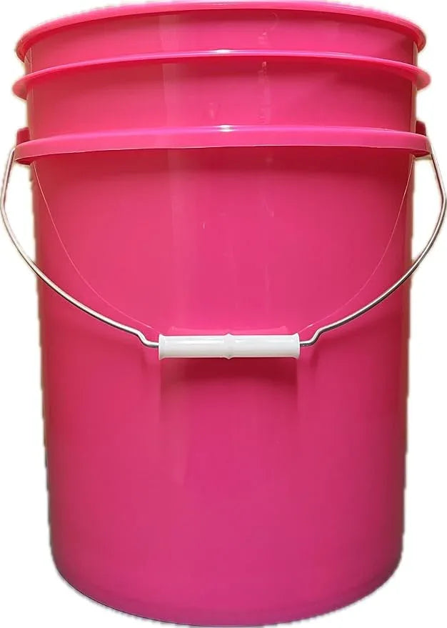 House Naturals 5 Gallon Food Grade, BPA Free, Made in USA, Plastic Bucket, 3 Colors, (Pack of 3) (5G-Pink-Magenta-Purple HN White lids) - NeatNest