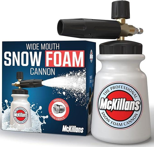 McKillans Foam Cannon for Pressure Washer (Wide Mouth) - Car Wash Snow Foam Cannon Lance Pressure Washer Soap Dispenser for Car Washing with Adjustable Thick Foam + 1/4 Quick Connector - NeatNest
