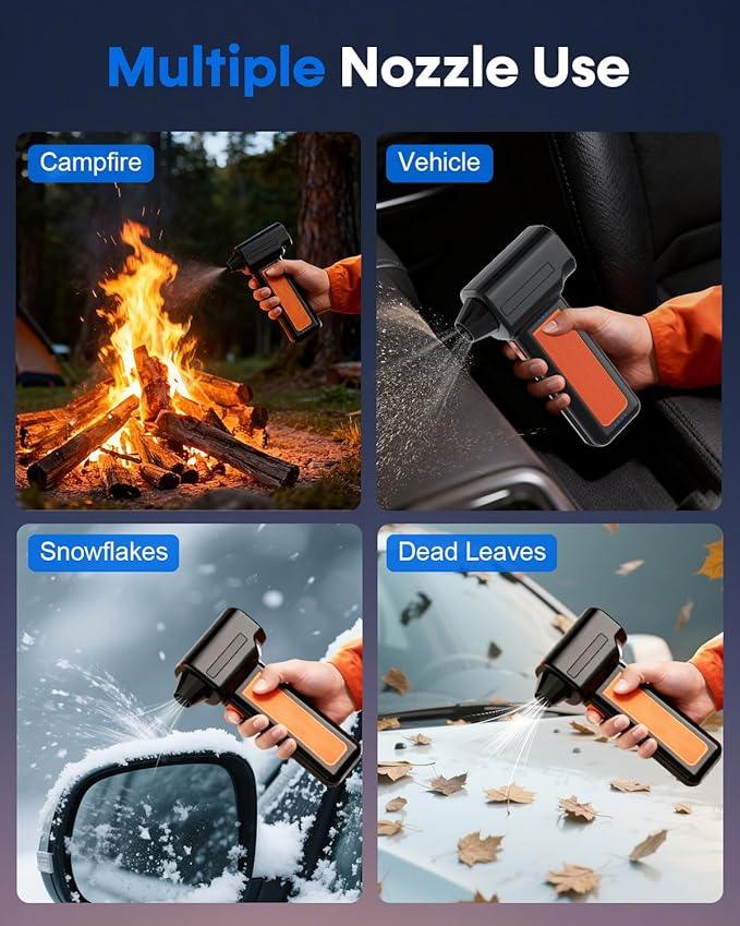 Super Power Electric Air Duster: 135,000RPM Stepless Speed Rechargeable Cordless Blower for Patio Leaf Cleaning, BBQ Fire Starting and Car Snow Removal - DW186 - NeatNest