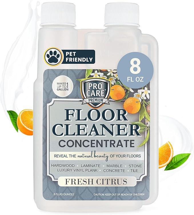 ProCare Citrus Floor Cleaner Concentrate (Made in USA) | Vinyl, Wood, Tile, Stone & Laminate Floor Cleaner For Mopping, Household Supplies, Cleaning Solution Concentrate For Kitchen & Bathroom - 8oz - NeatNest