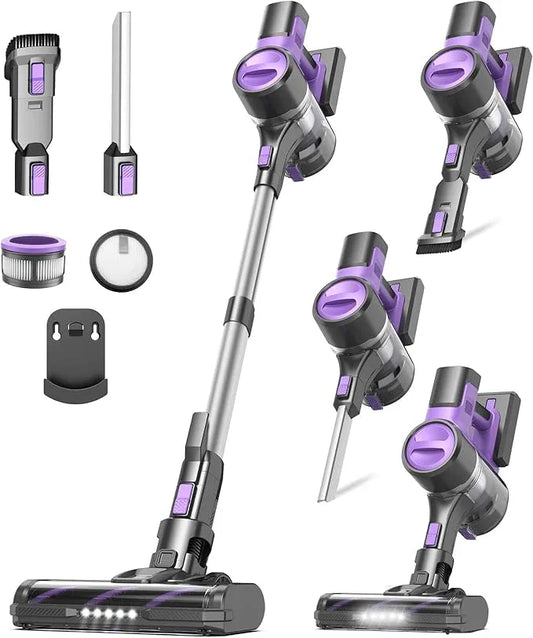 S10 Cordless Vacuum Cleaner, 55Kpa 60mins Lightweight Stick Vacuum with Powerful Suction for Home, Rechargeable, Self-Standing, Handheld Vacuum Cleaners for Hardwood Floors, Carpets, Purple - NeatNest