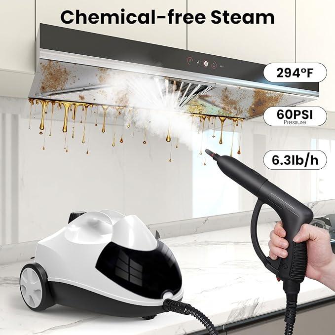 Steam Cleaner 1.5L Steamer for Cleaning Fast Heating 6-in-1 Multi-Surface with 8 Accessories UL499 Certified Portable High Pressure Steam Cleaner for Home, Car, Floors, Sofas, Tiles, Grout - NeatNest