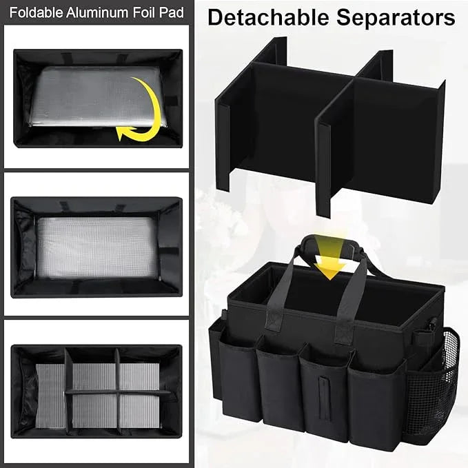 Wearable Large Cleaning Caddy Bag for Housekeeper, Clean Supply Organizer with Adjustable Shoulder, Waist & Handle Straps, Detailing Bag for Kitchen Supplies (Black) - NeatNest