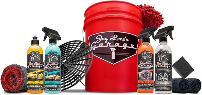 Jay Leno's Garage Ceramic Car Coating Kit – Car Wash Bundle with Ceramic Coating Spray, Car Ceramic Coating Products, Wheel and Tire Cleaner, Microfiber Towels, Applicators & Wash Mitt Detailing Kit - NeatNest