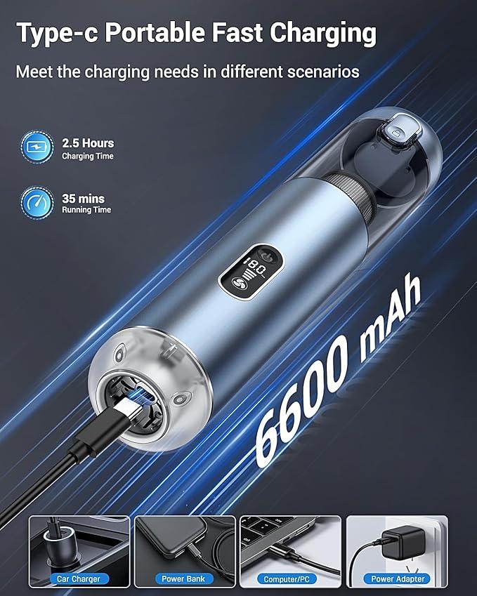 Handheld Vacuum Cordless, 18000Pa Car Vacuum with Brushless Motor, 5-in-1 Portable Hand Held Vacuum with 3 Speed Modes, High Power Mini Vacuum Cleaner with White LED & Red Flash for home, Car, Office - NeatNest