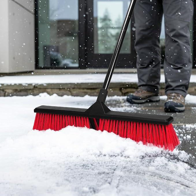 24" Push Broom with 63" Long Handle, Heavy Duty Broom for Floor Sweeping, Stiff Bristles Push Broom Brush for Workshop, Garage, Concrete, Patio and Deck - NeatNest