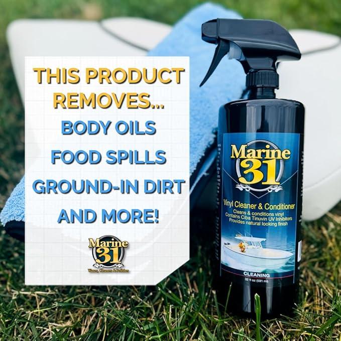 Marine 31 Vinyl Cleaner & Conditioner | Cleans, Protects & Prevents UV Damage | Safe for Boats, Car Interiors & Patio Furniture | No Sticky Residue, Long-Lasting Protection | M31-401 | 32 oz - NeatNest