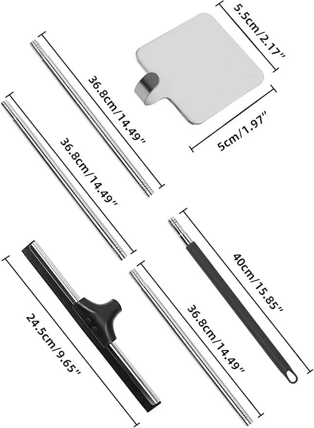 Floor Squeegee Scrubber 59" Long Stainless Steel Handle with 10" Wide Silicon Rubber Blade for Floor Washing and Drying Shower Glass, Garage, Windows, Marble, Wood Surfaces - NeatNest