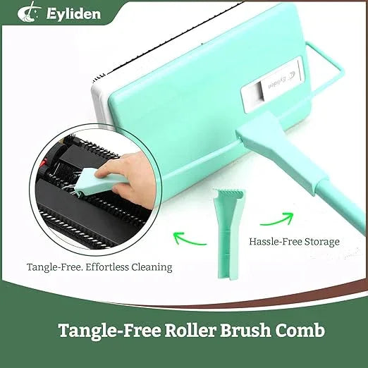Eyliden X-Large Carpet Sweeper - Quiet Manual Sweeper for Carpets & Rugs | 1 Extra Refill Roller Brush | Non-Electric, Hand Push, Quietly Cleans Debris and Messes, Restaurant Roller Broom (Mint) - NeatNest