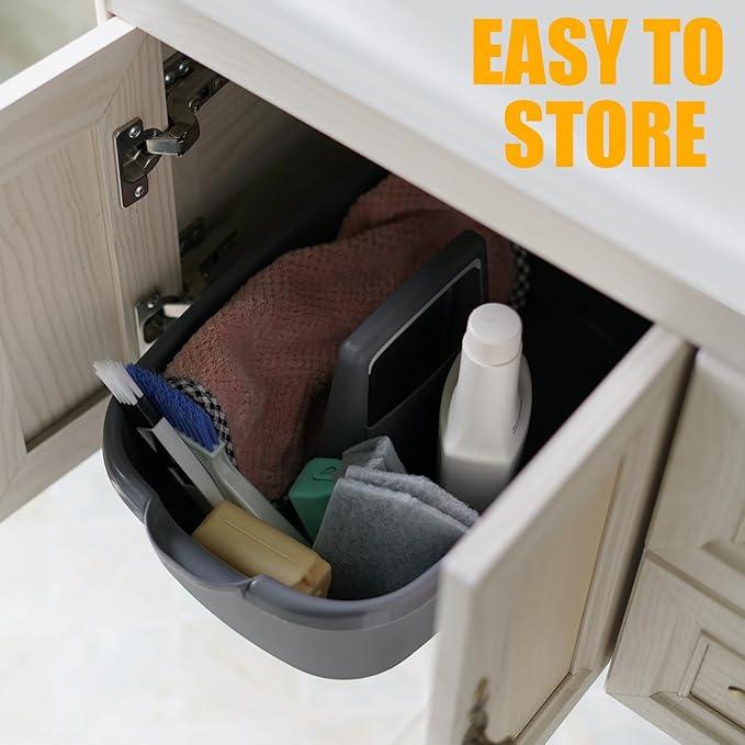 2-Pack Large Gray Cleaning Caddy for Cleaning Supplies with Handle - Portable Plastic Tote Organizer for Shower, Bathroom, Kitchen, Under Sink Storage - NeatNest