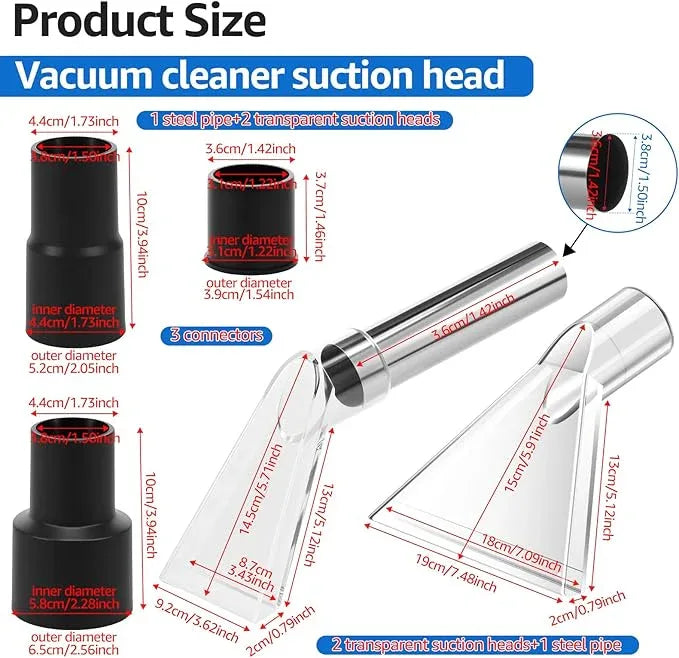 Universal Clear Wet Dry Vac Attachments, Compatible with All Shop Vac Extractor Easy Installation Vac Extractor Attachment for 1-1/4" 1-7/8" 2-1/2" Diameter Hose for Carpet Cleaning Auto Detailing - NeatNest