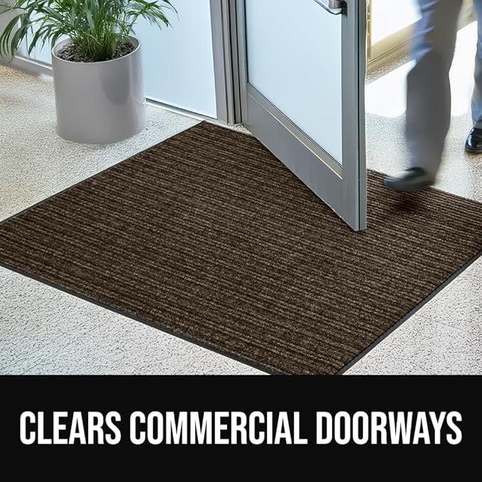 GORILLA GRIP Waterproof Traffic Guard Door Mat, 2 Pack Heavy Duty Entryway Mats, Strong Rubber Back Commercial Utility Rugs for Office Hallway, Garage Floor and Home, Low Profile Carpet, 29x17, Brown - NeatNest