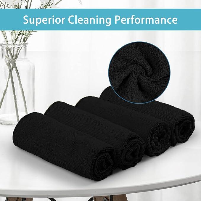 HOMEXCEL Black Microfiber Cleaning Cloth,150 Pack Cleaning Rags, Cleaning Towels,11.5"X11.5" Shop Towels - NeatNest
