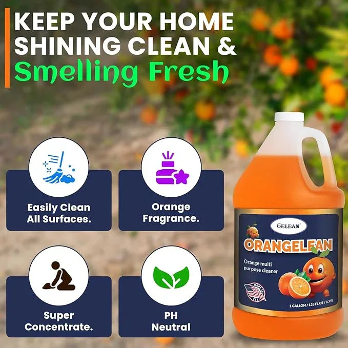 Multi Purpose Cleaner Pet Odor eliminator - Concentrate MAKES 64 GALLON - MADE IN USA- pH Neutral - ORANGELEAN Strong Odor Floor Cleaner - Orange Stain Remover 128 oz - NeatNest