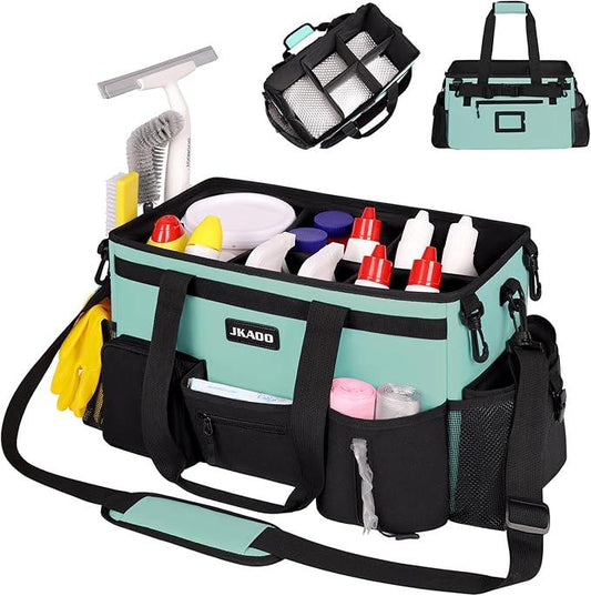 Large Wearable Cleaning Caddy Bags, Cleaning Supplies Storage Bag with Handles and Adjustable Shoulder Strap and Removable Waist Straps,Waterproof Cleaning Tote for Home,Car,Office - NeatNest