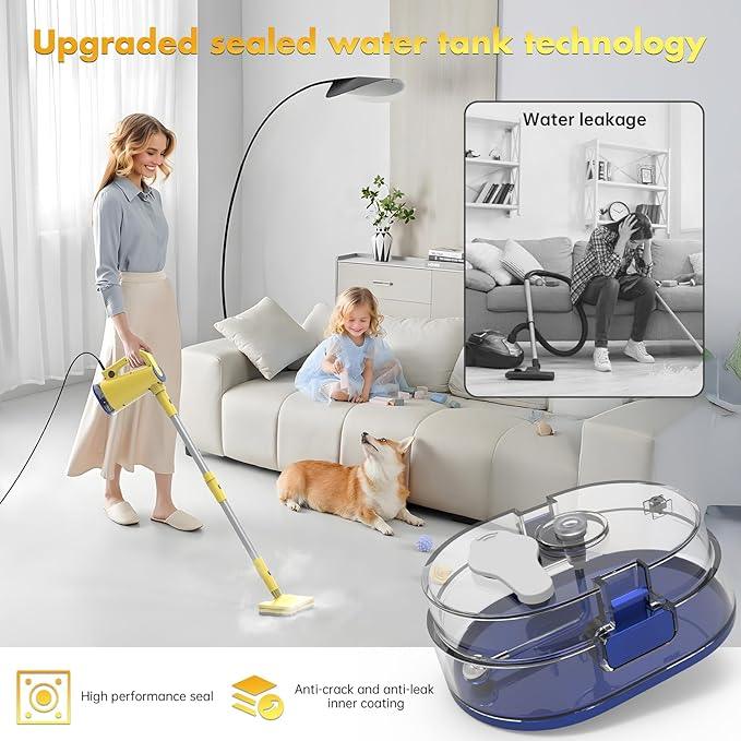 Steam Mop with Detachable Handheld Steam Cleaner for Home Cleaning,13OZ Water Tank,with Handheld 6-in-1 Multi-function Attachments for Hardwood Floors,Clothes,Windows,Tiles Grout and Furniture - NeatNest