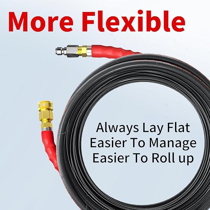 Pressure Washer Hose 125FT, 4200PSI High Tensile Wire Braid Kink Resistant Power Washer Extension Hose, 1/4" Flexible Replacement Hose with M22-14mm Brass Swivel Thread and 3/8 Quick Connect - NeatNest