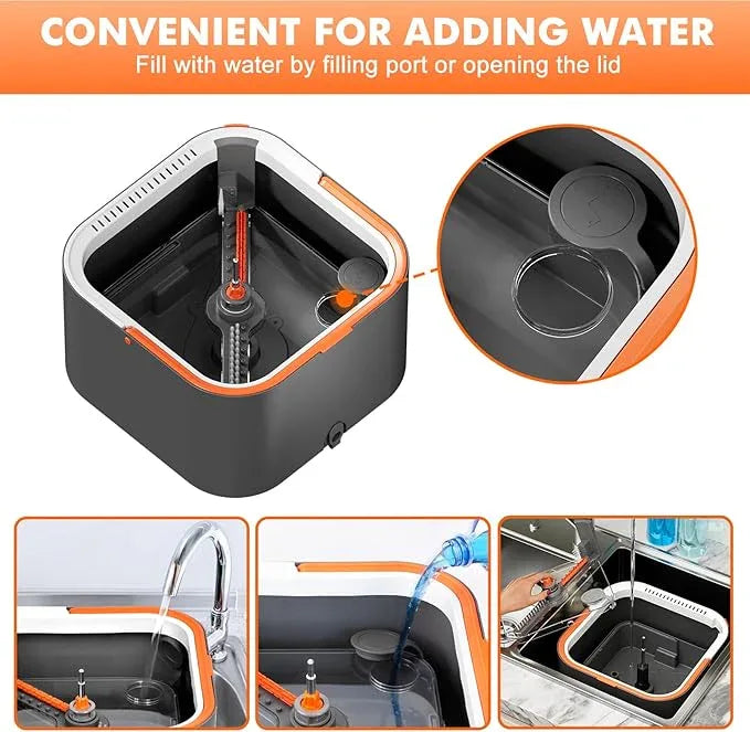 Upgraded Spin Mop and Bucket Set Self-Standing Mop Bucket Separate Dirty and Clean Water System Self Wringing 360° Rotating 90° Foldabl Mops and Buckets for Floor Cleaning (Dark Gray, 2Pads) - NeatNest