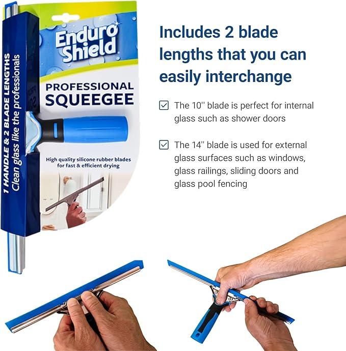 Professional Squeegee - Premium Quality Silicone Rubber Blades with Ergonomic Handle for Streak-Free Cleaning - Perfect for Windows, Shower Doors, and Railings - NeatNest