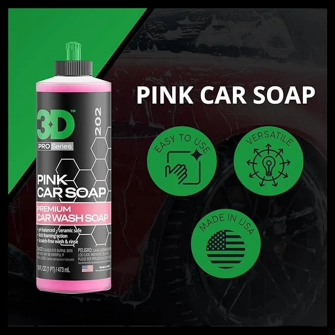 3D Pink Car Soap – 16 oz |pH Neutral Car Wash Soap with High Suds & Cherry Scent | Scratch-Free, High Gloss Shine | Safe on Wax & Sealants | Weekly Car Care - NeatNest