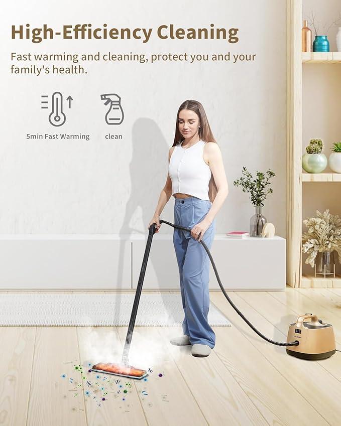 Steam Cleaner for Home, 293°F 58 PSI Powerful Multipurpose Handheld Steam Mop, 21 Attachments, 50Oz Capacity, Heavy Duty Steamer for Carpets, Floors, Cars, Tiles, Crack Cleaning, Turquoise - NeatNest