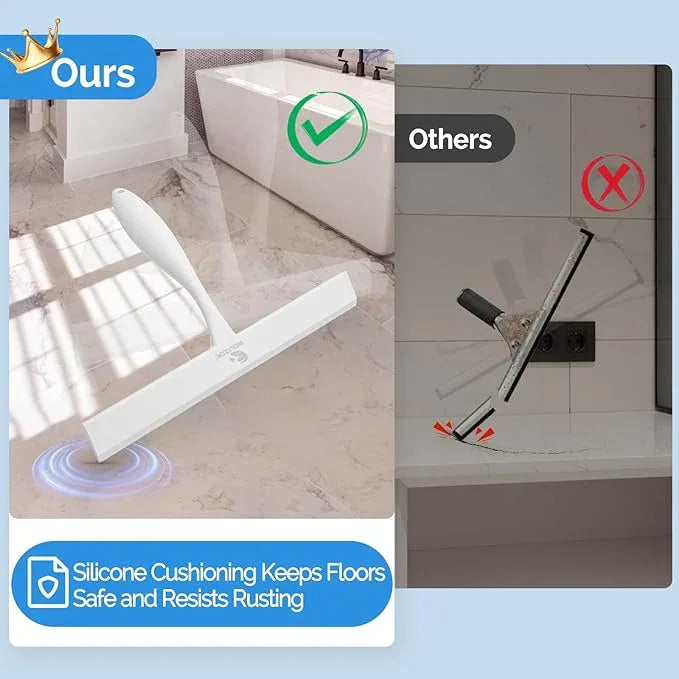 Shower Squeegee for Glass Doors, 11 Inch Ergonomics Anti-Rust Silicone Squeegee with Stainless Steel Frame for Shower Glass Door, Mirrors, Tiles and Windows Cleaning, White - NeatNest