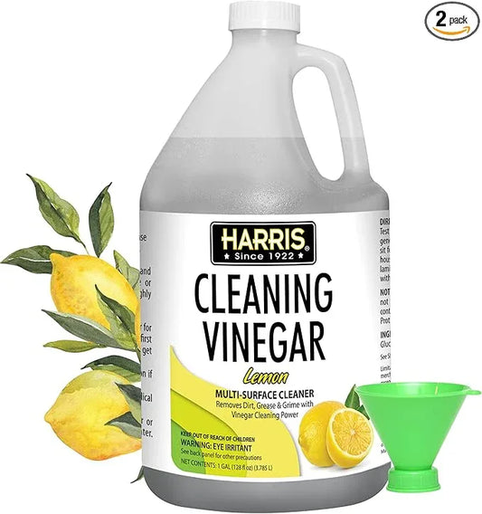 HARRIS Cleaning Vinegar All Purpose Household Multi-Surface Cleaner, 128oz (Lemon) with Easy Pour Funnel Included - NeatNest