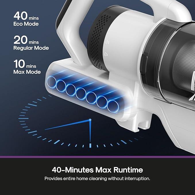 Eureka Cordless Vacuum Cleaner, Anti-Tangle Brushroll, Rechargeable Stick Vacuum, Lightweight for Carpet, Hard Floor, Pet Hair, White NEC280WH - NeatNest
