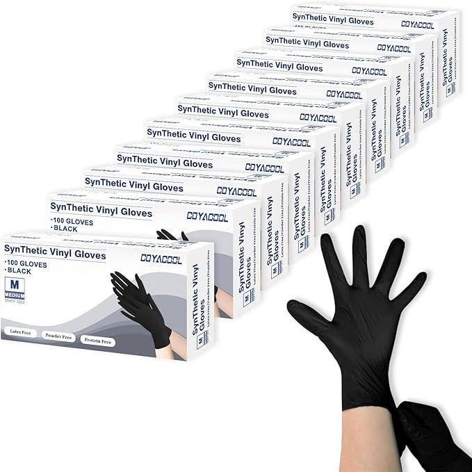 Disposable Gloves Medium, Nitrile and Vinyl Blend Latex Free Gloves, 4 Mil,1000 Pc. Food Grade Glove for Cleaning, Food Prep, Hair Dye, Tattoo, Black - NeatNest