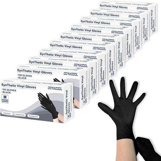Disposable Gloves Medium, Nitrile and Vinyl Blend Latex Free Gloves, 4 Mil,1000 Pc. Food Grade Glove for Cleaning, Food Prep, Hair Dye, Tattoo, Black - NeatNest