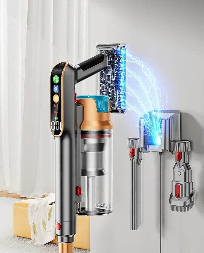 Cordless Vacuum Cleaner, 600W/50KPA/65Mins Vacuum Cleaners for Home, Super 1.8L Cup& Large LED Screen Stick Vacuum Anti-Tangle, Lightweight Cordless Vacuum with Charging Dock for Pet Hair/Carpet/Floor - NeatNest